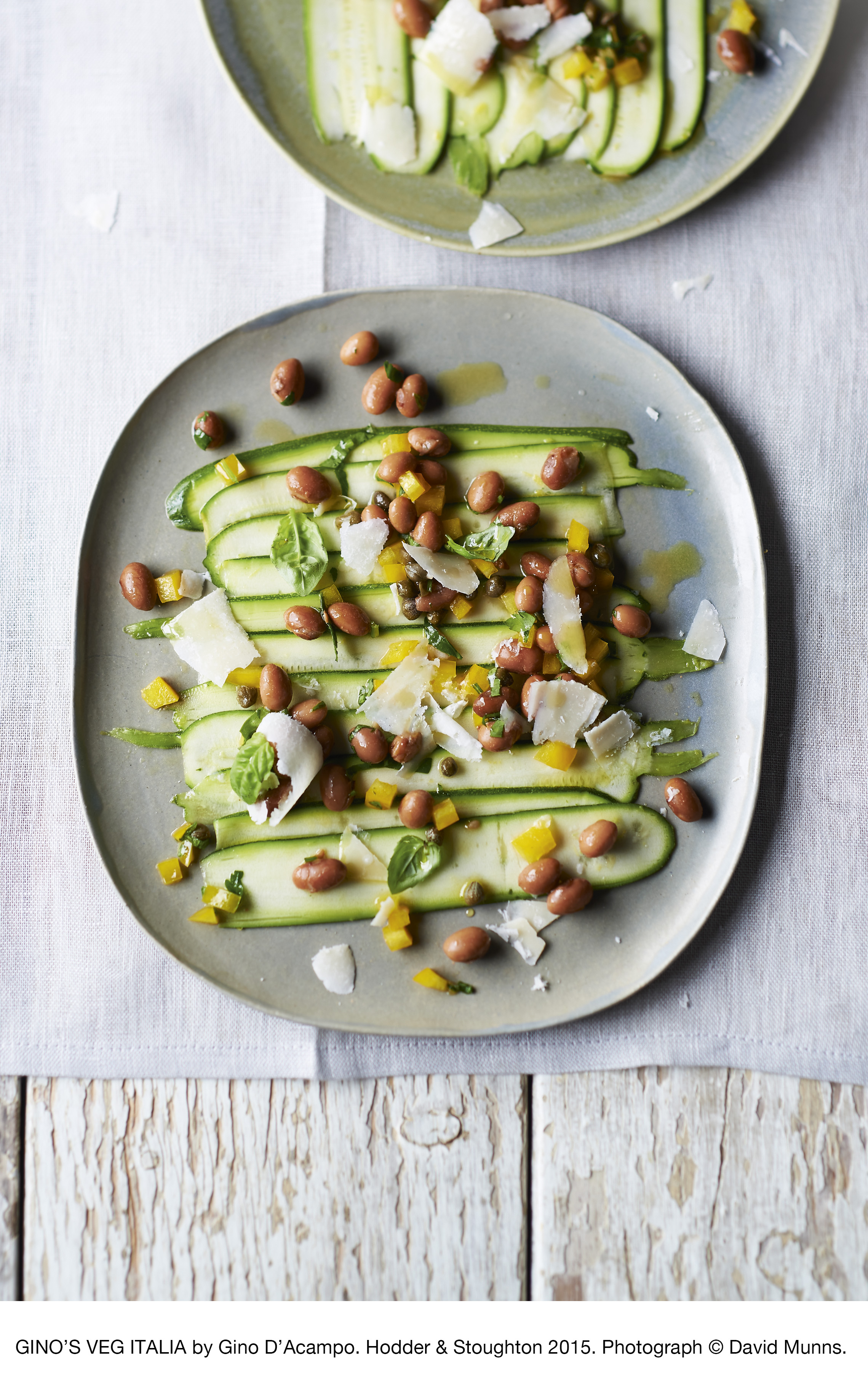 Courgette Carpaccio With Borlotti Beans, Peppers & Capers Gino D